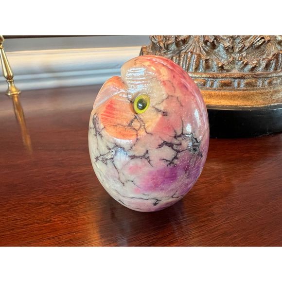 Vintage Stone Carved Owl Figurine Paperweight Hand Carved - Picture 3 of 4